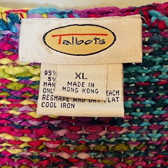 Talbots Multi Color Cotton Blend Cardigan Sweater XL Colorful - Picture 4 of 4